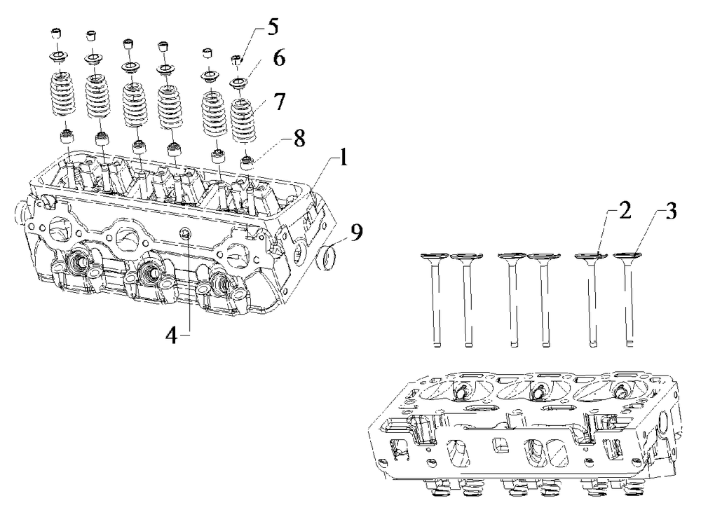 Engine Service Parts - Cylinder Head Diagram and Parts List for 076138-00  Briggs and Stratton Generator